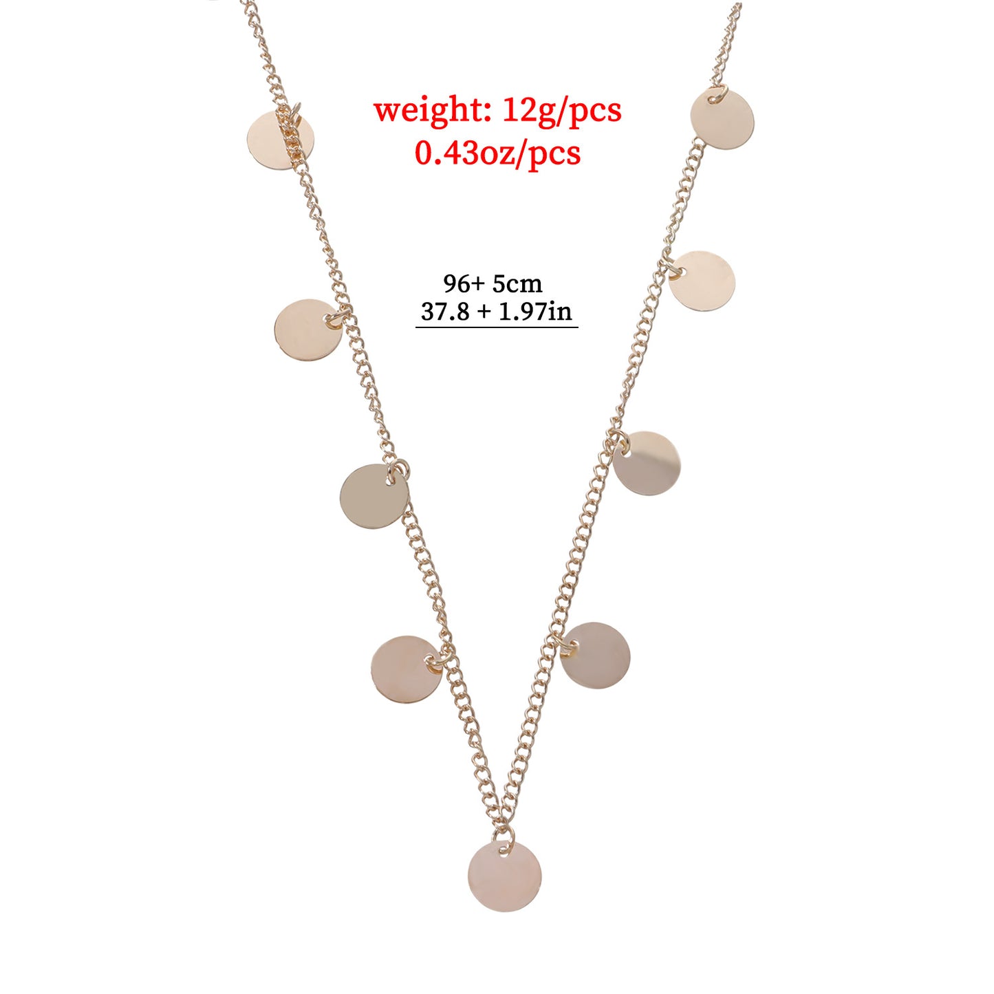 Minimalist Geometric Double Layer Sequin Metal Necklace for Women Adjustable Long Pendant Necklace