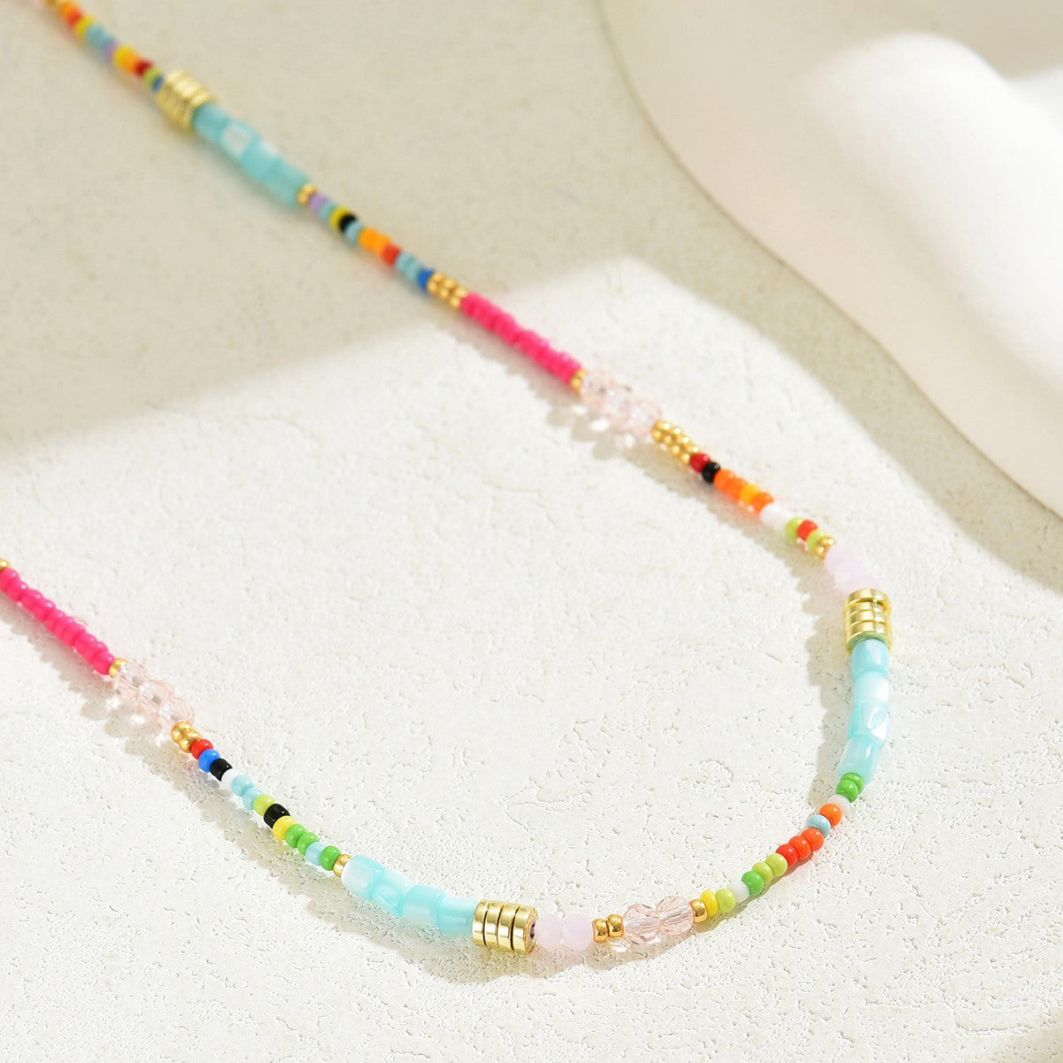 Collar de estilo bohemio con cristal geométrico para mujer, con artesanía hecha a mano y diseño de cuentas coloridas