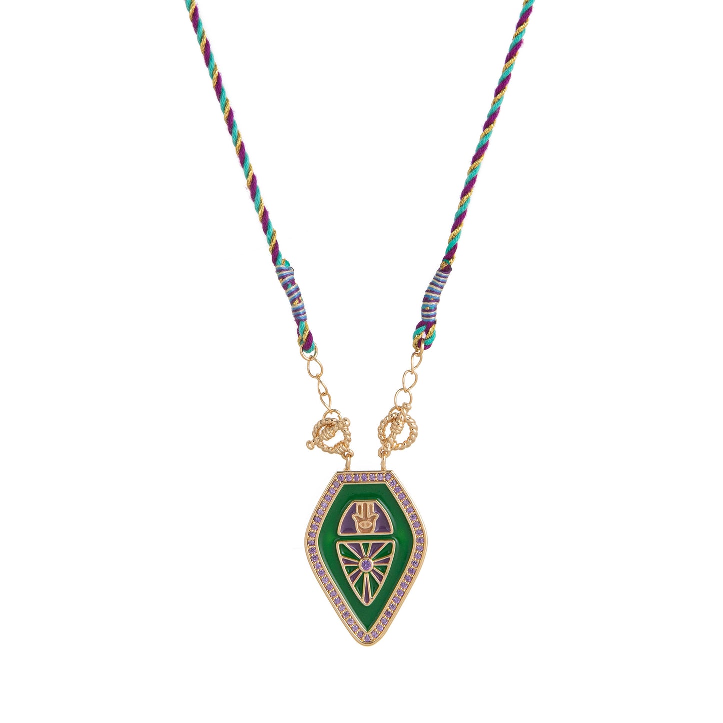 Minimalist Tarot Card Pendant Necklace for Women with Enamel Finish and Zircon Inlay on Gold-Plated Copper Chain