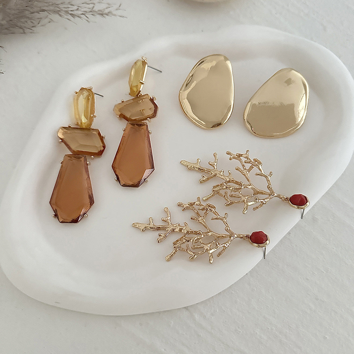 Minimalist Geometric Alloy Plated Earrings for Women