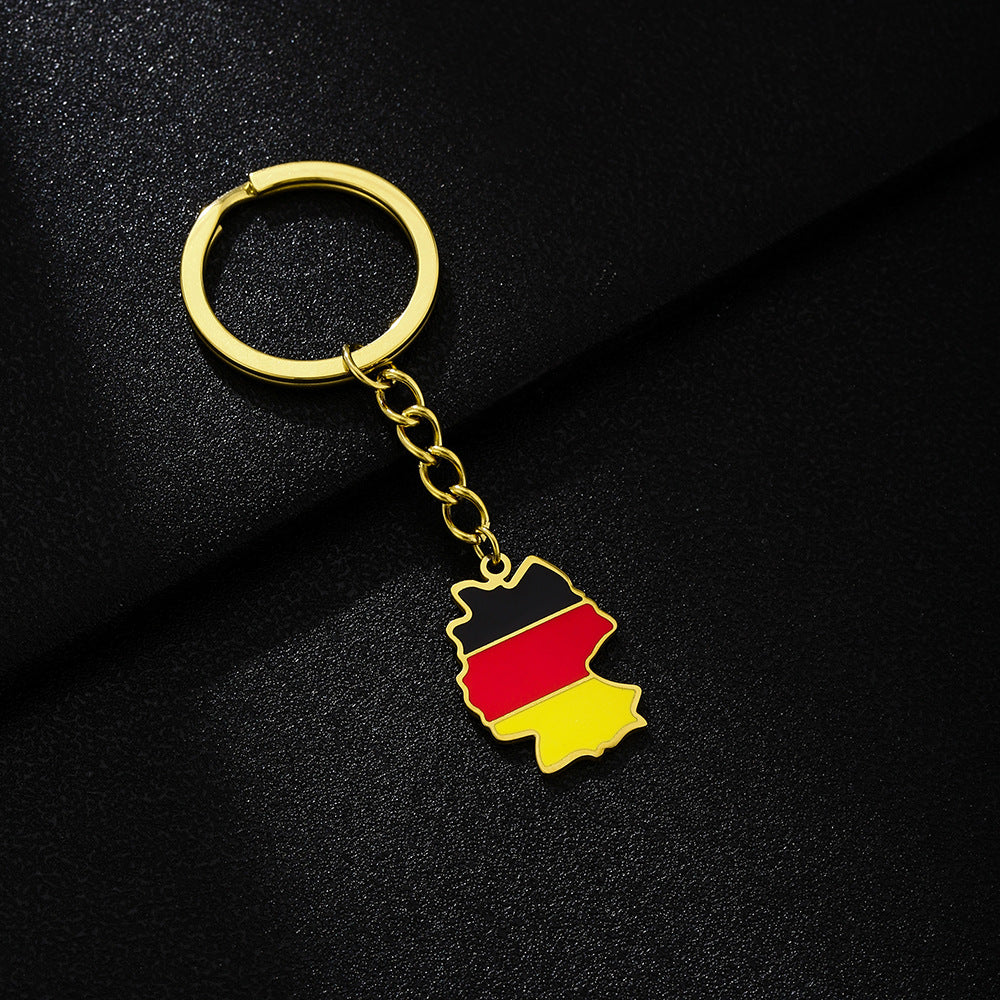Llavero con colgante de mapa de Alemania de acero inoxidable estilo étnico vintage