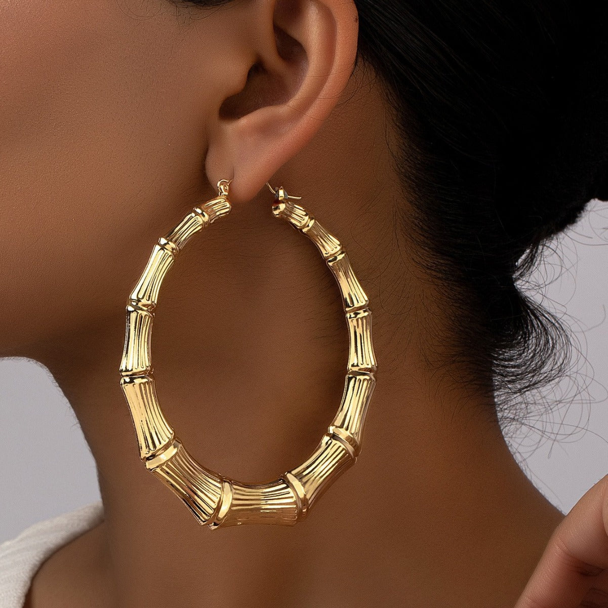 Geometric Hoop Earrings for Women with Rhinestone Inlay and Plated Stainless Steel Posts