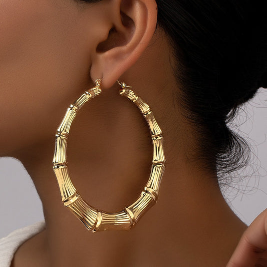 Geometric Hoop Earrings for Women with Rhinestone Inlay and Plated Stainless Steel Posts