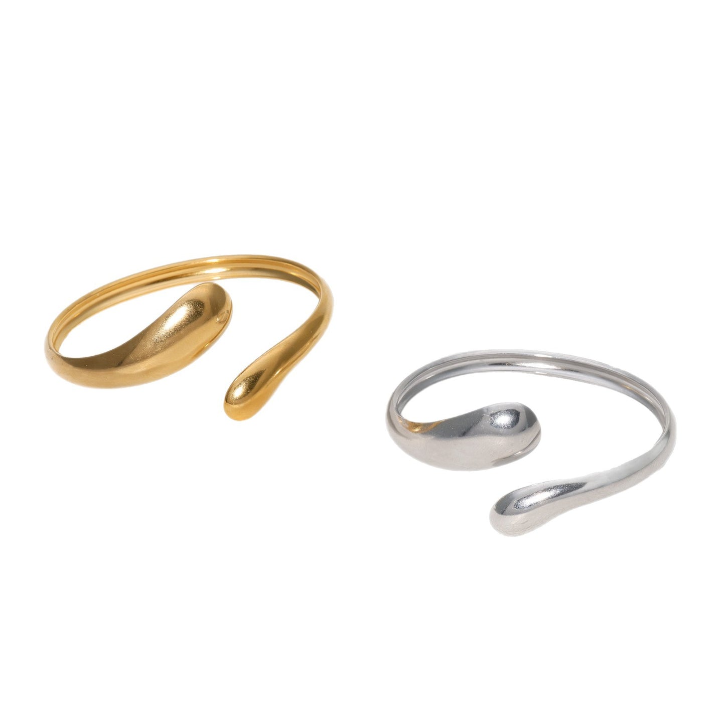Minimalist Stainless Steel Open Bangle Bracelet with 18K Gold Plating Titanium Steel Finish for Women