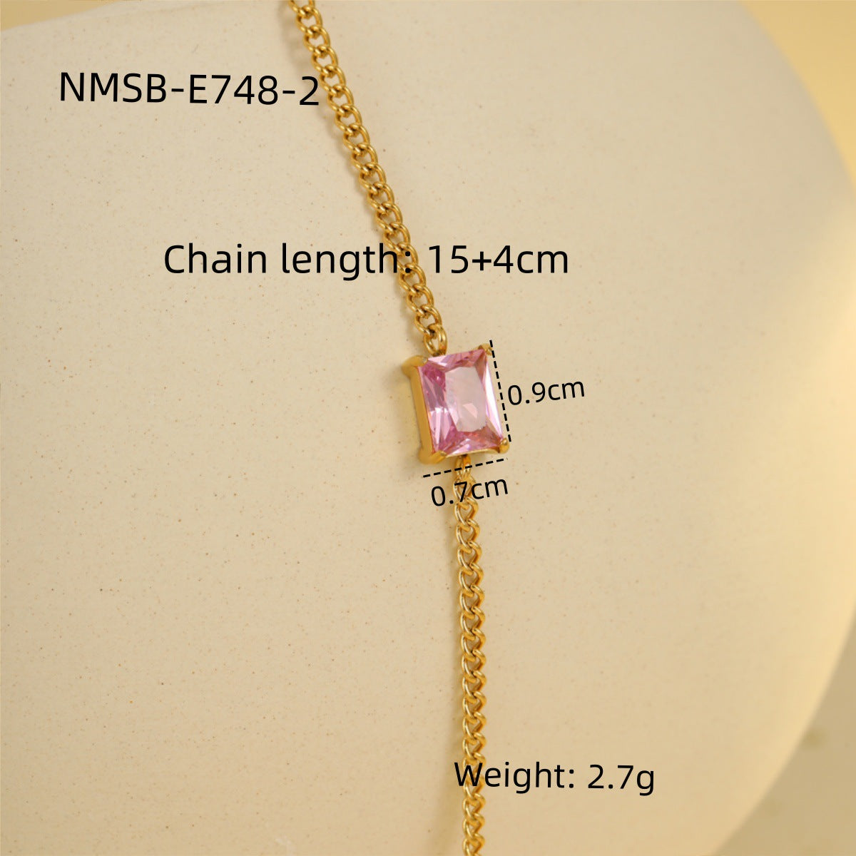 Pulsera de acero inoxidable con diseño geométrico y circonita cúbica para mujer, ajustable, joya minimalista