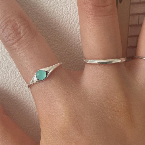 Minimalist Heart-Shaped 925 Sterling Silver Ring with Beveled Square Accent for Women