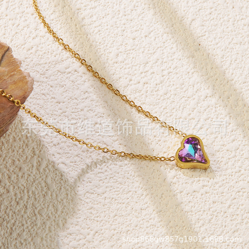 Minimalist Heart Teardrop Geometric Stainless Steel Plated Pendant Necklace for Women