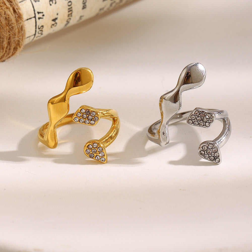 Anillo minimalista geométrico de acero inoxidable con baño de oro de 18 quilates para mujer