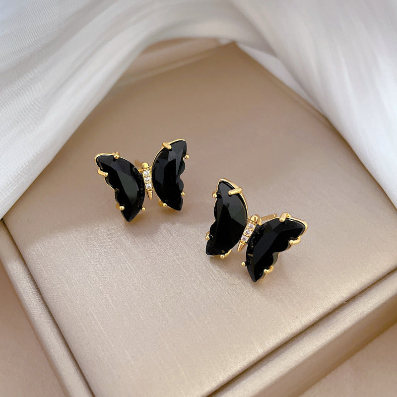 Luxury Titanium Steel Butterfly Geometric Necklace and Earrings Set for Women