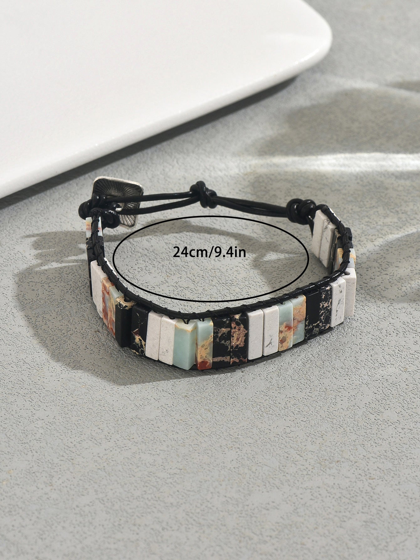 Geometric Style Women's Bracelet with Natural Stone Beads and Woven Design for Everyday Wear