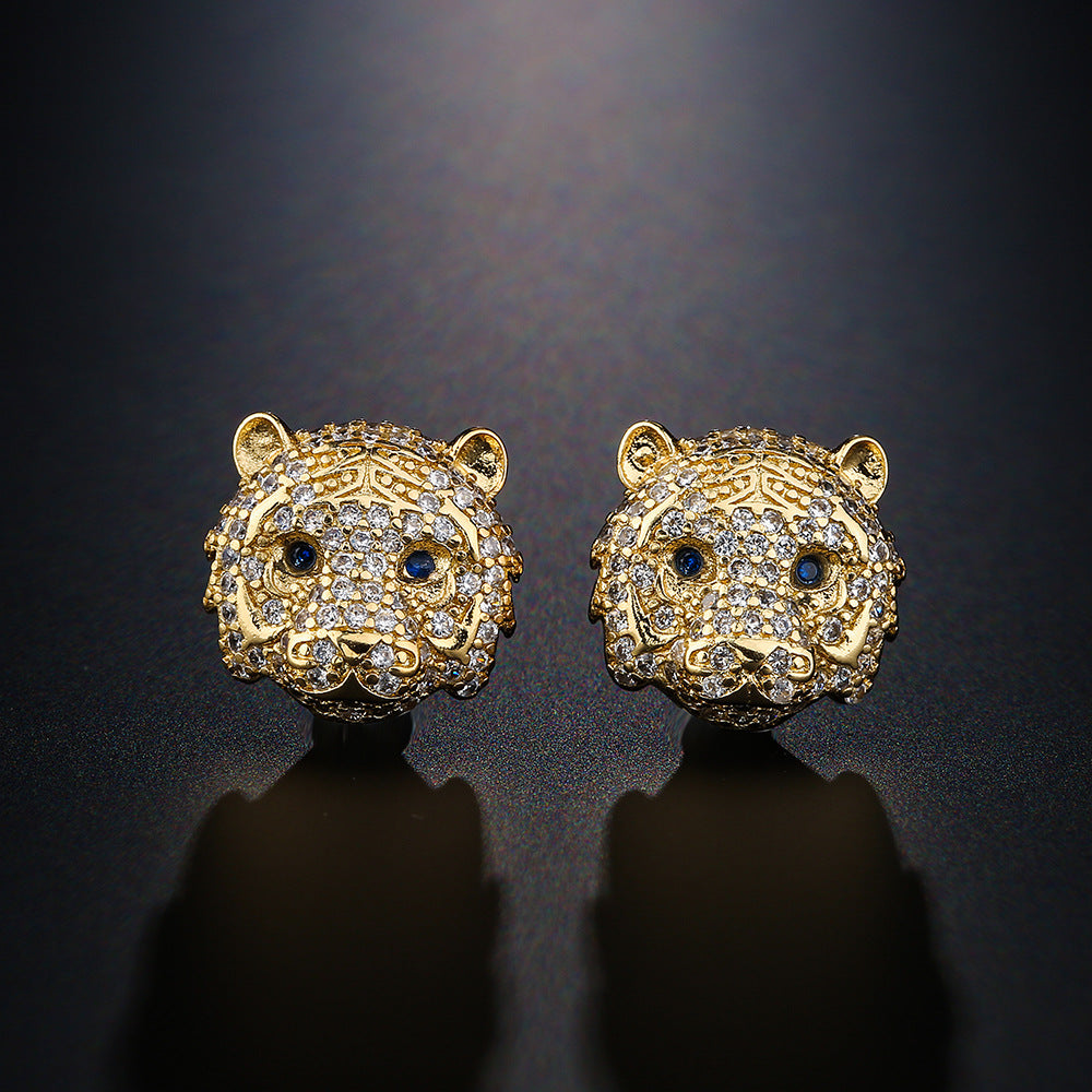 Orecchini geometrici minimalisti in rame con zirconia micro-pavé e placcatura in oro 18 carati da donna