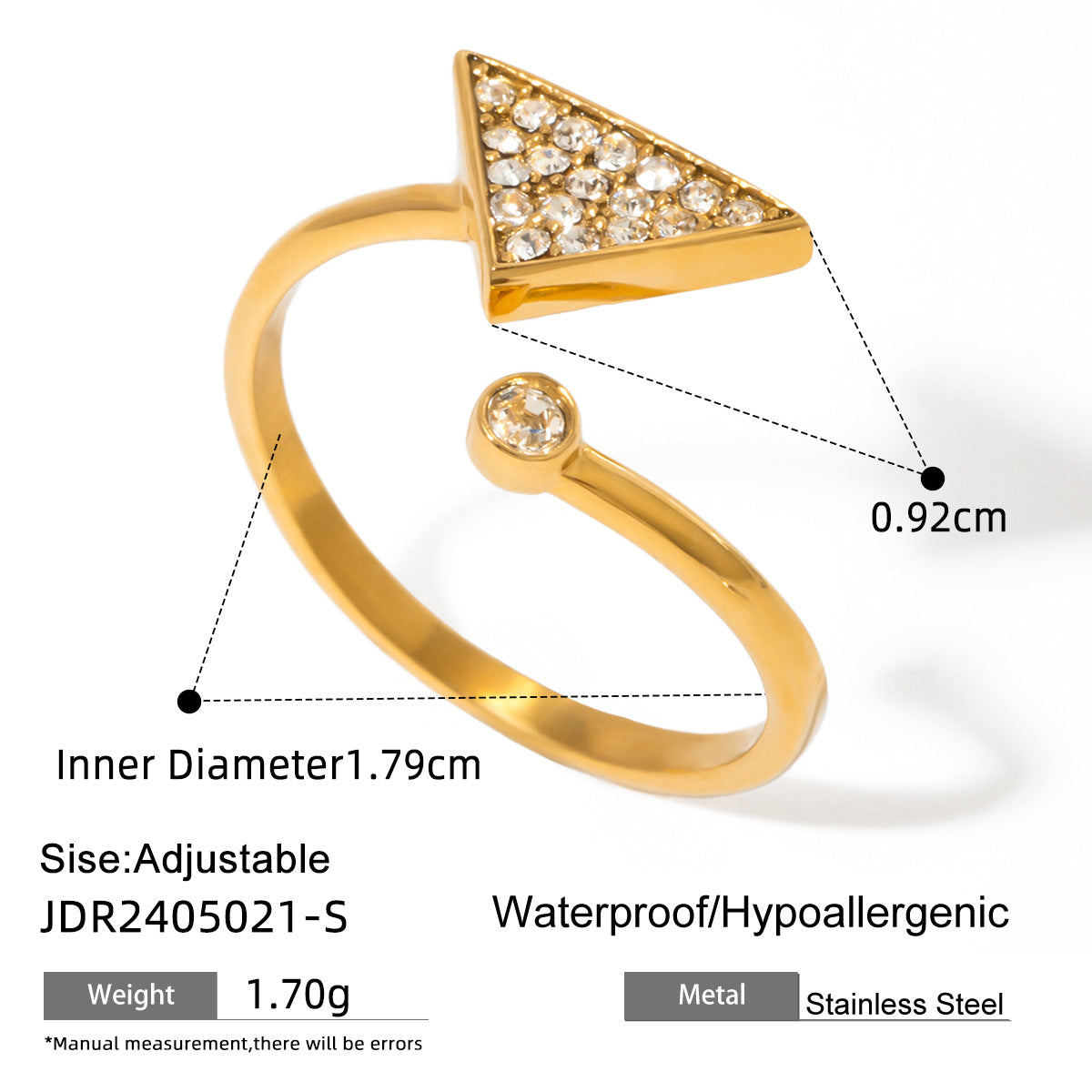 Luxury Geometric Letter Stainless Steel Ring PVD Gold Plated for Women
