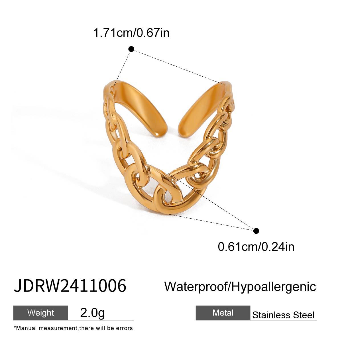 Elegant 18K Gold Plated Geometric Line Cuban Link Chain Bracelet and Ring Set with Cubic Zirconia for Women