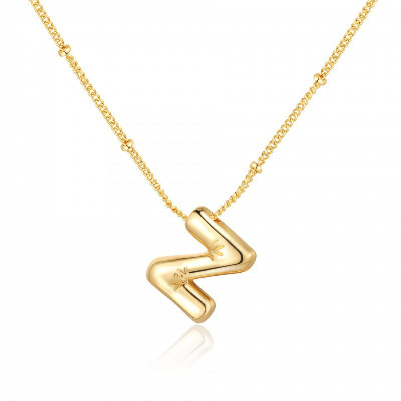 Gold Plated Brass Letter Pendant Necklace for Women