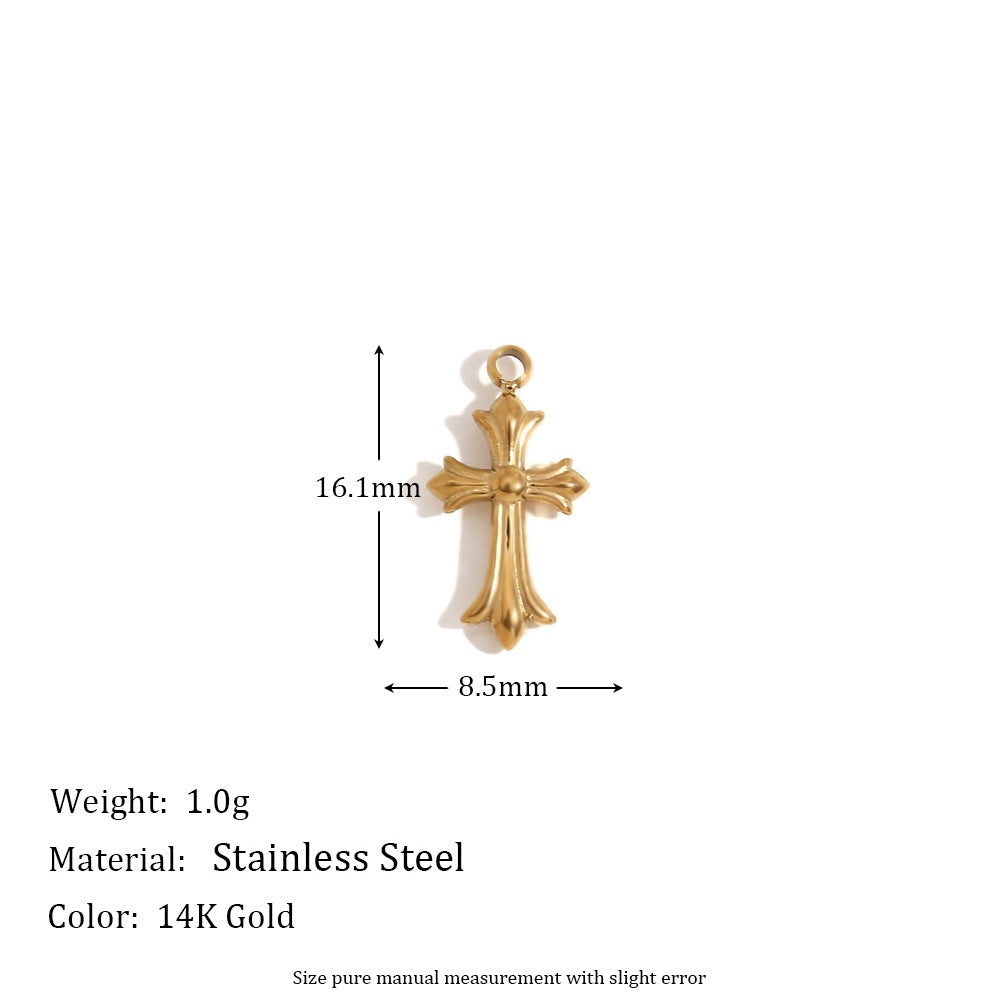 Minimalist Geometric Pendant with 14K Gold Plated Stainless Steel Round Heart Shape and Greek Key Pattern for DIY Jewelry Making