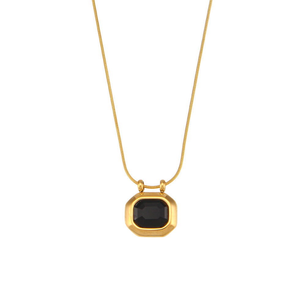 Collana da Donna con Pendente a Lucchetto in Zirconia Placcato Oro 18K in Acciaio Inossidabile, Design Geometrico Minimalista, Stile Vintage