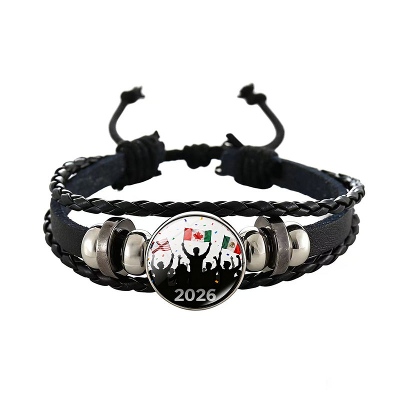 Sporty Geometric Braided Leather Bracelet Unisex Adjustable Hand Rope