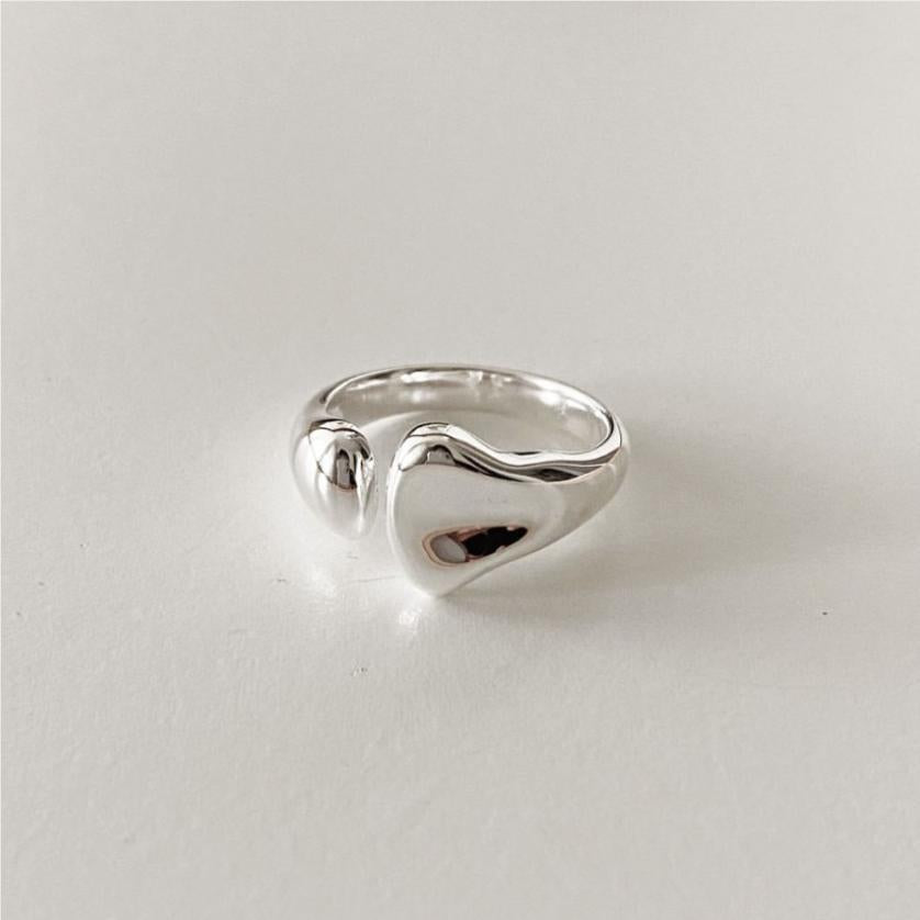 Anillo minimalista geométrico de plata para mujer con detalles florales, plata de ley 925, acabado galvanizado