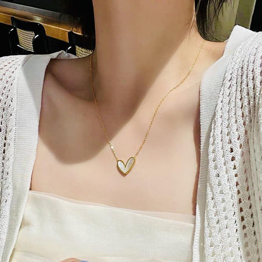 Sweet Minimalist Heart Titanium Steel Plated Pendant Necklace for Women