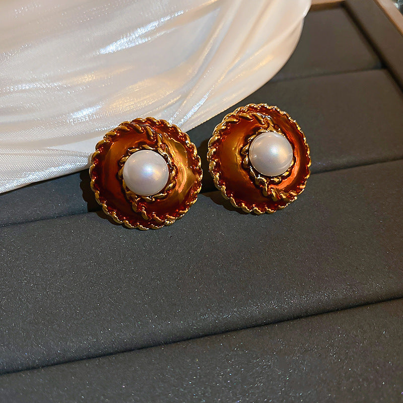 Vintage Geometric Earrings with Gold-Plated Copper Base and Stainless Steel Posts for Women