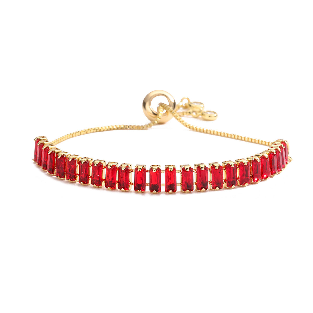 Minimalist Geometric Copper Plated Gold Zirconia Adjustable Bracelet for Women
