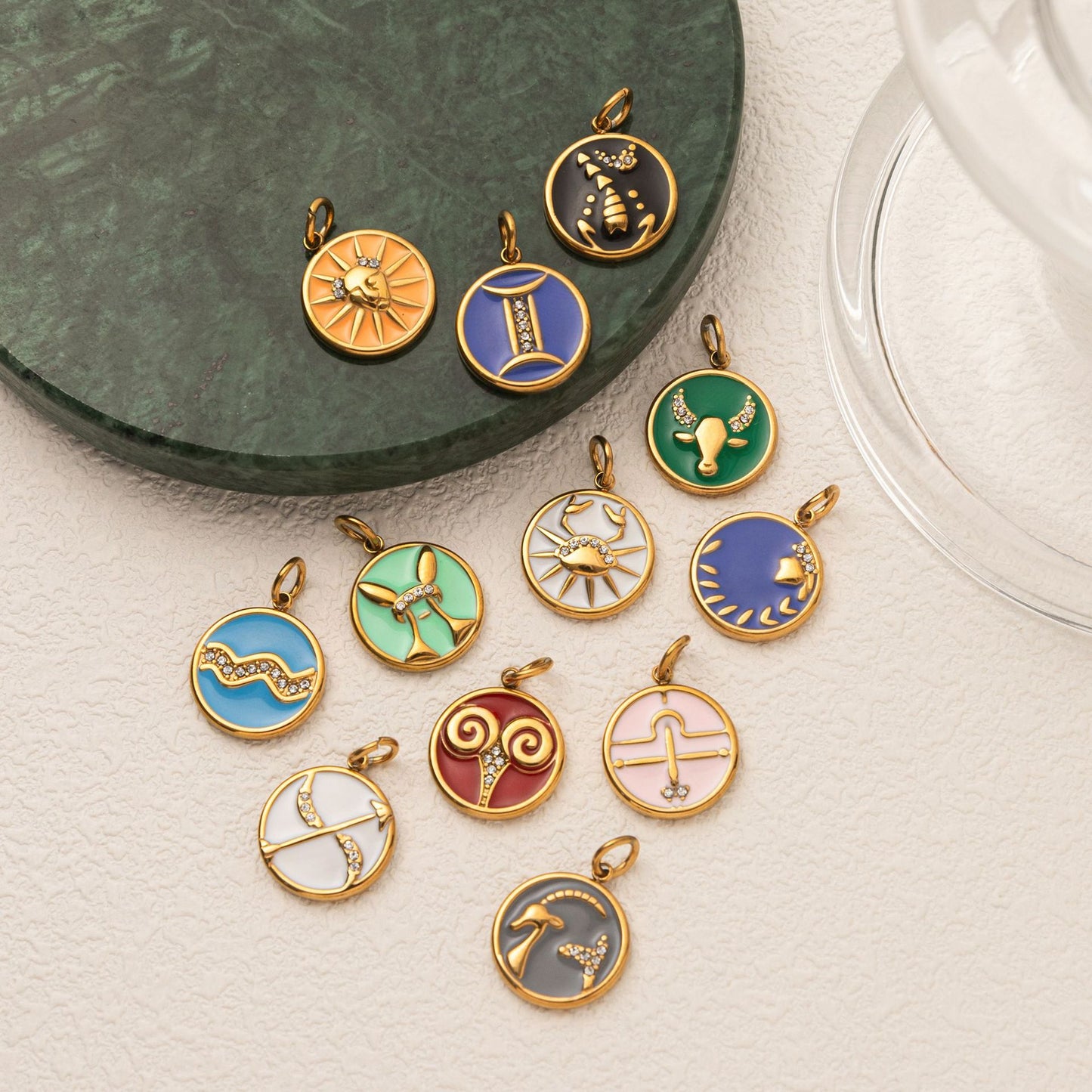 Minimalist Stainless Steel PVD 18K Gold Plated Zodiac Charm Bar