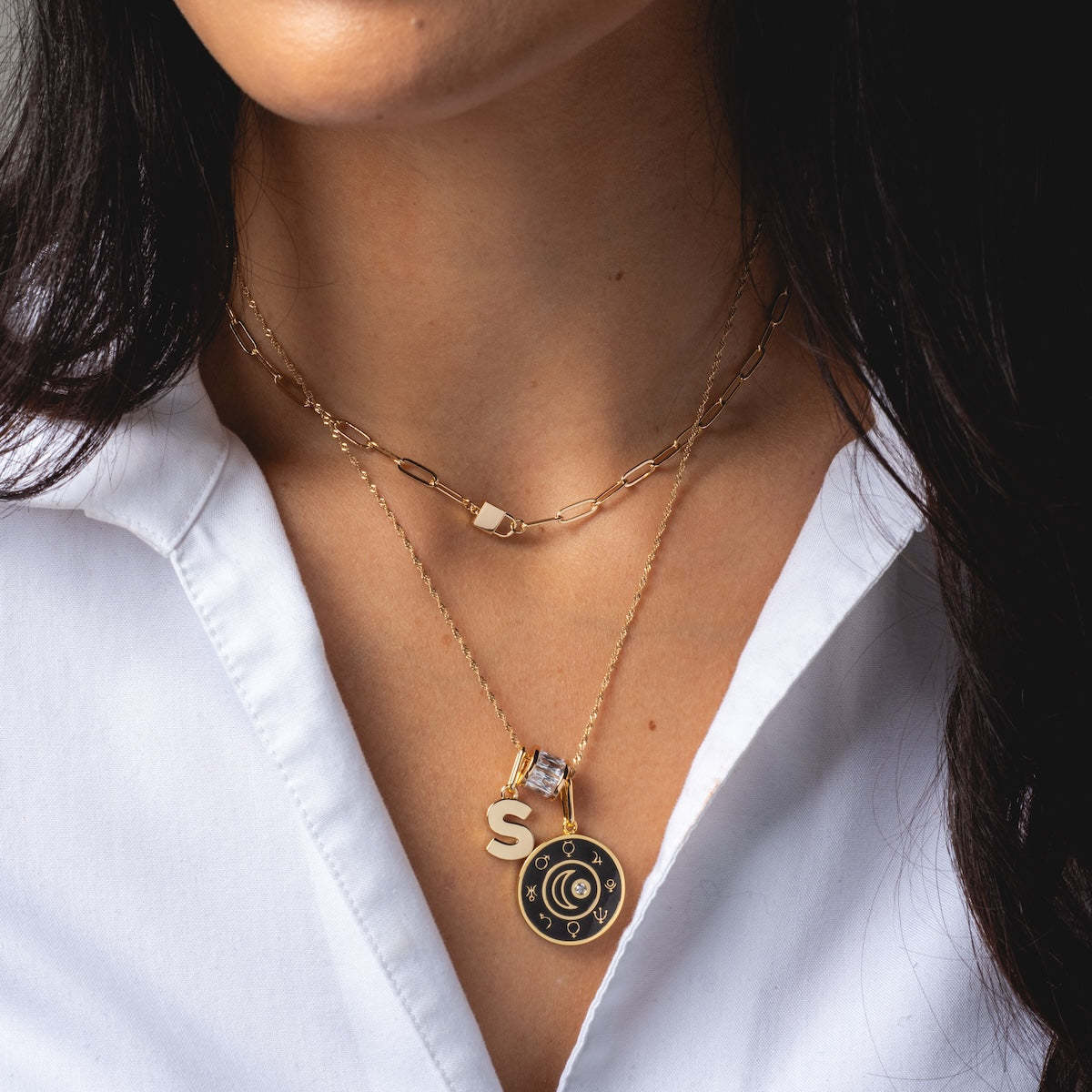 Vintage Heart Round Drip Oil Titanium Steel Necklace for Women