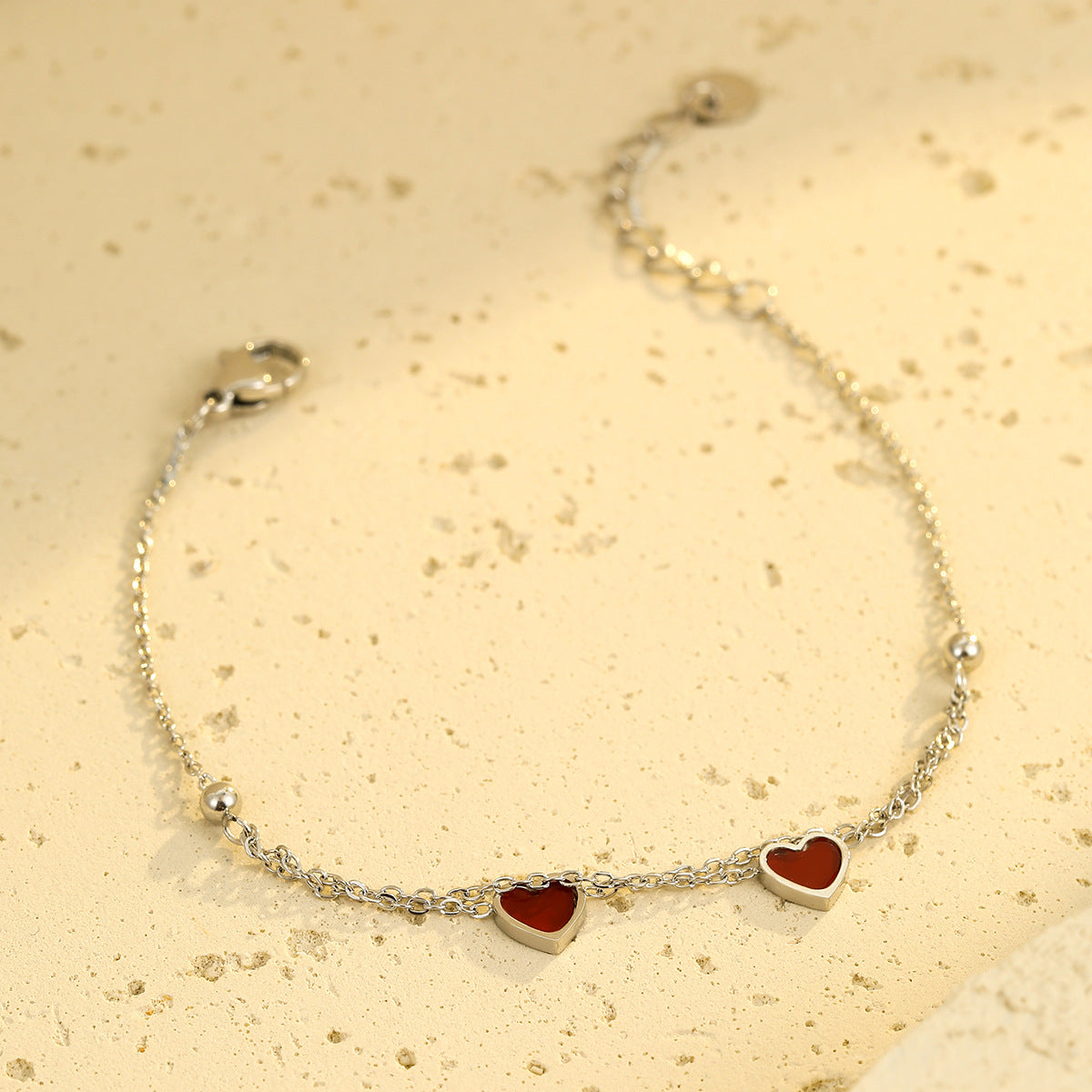 Bracciale alla moda in acciaio inossidabile placcato oro a doppio strato a forma di cuore, gioielli minimalisti per donna resistenti allo sbiadimento