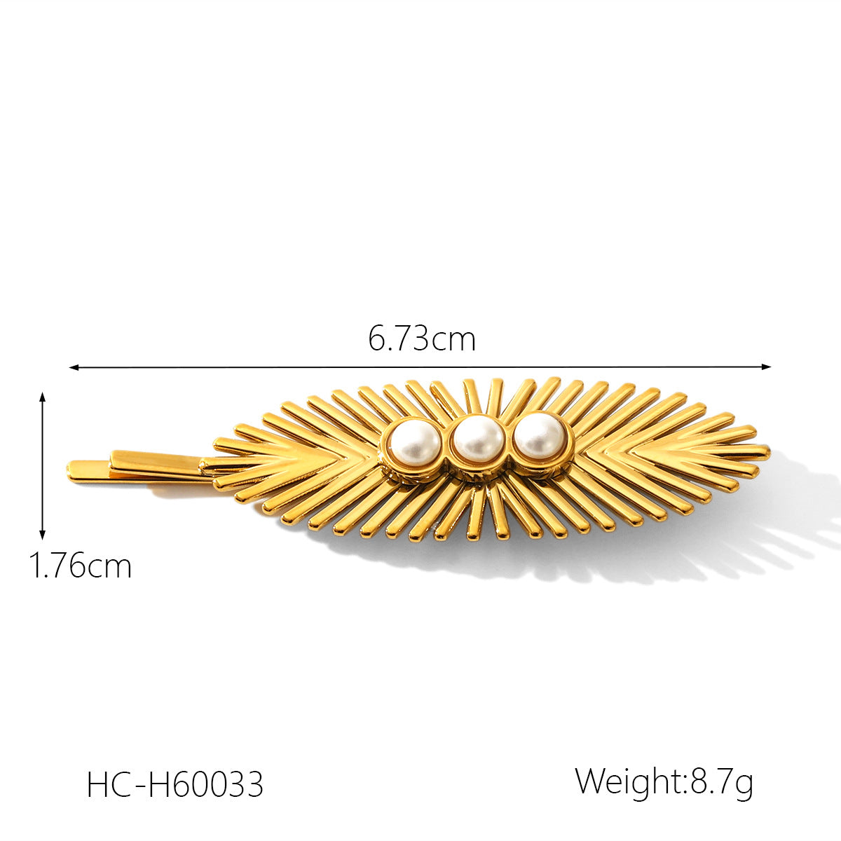 Ins Style 18K Gold Plated Stainless Steel Hair Clip with Pearl and Flower Design for Women