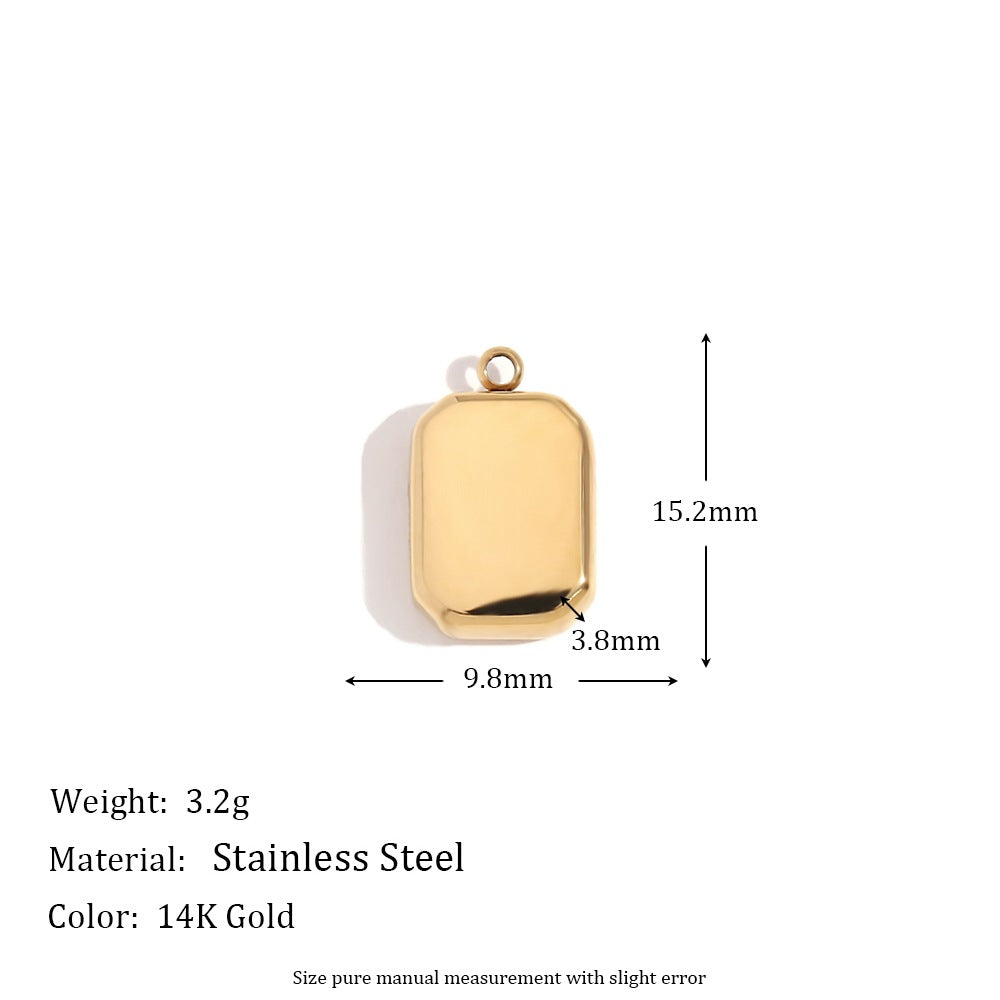 Minimalist Geometric Pendant with 14K Gold Plated Stainless Steel Round Heart Shape and Greek Key Pattern for DIY Jewelry Making