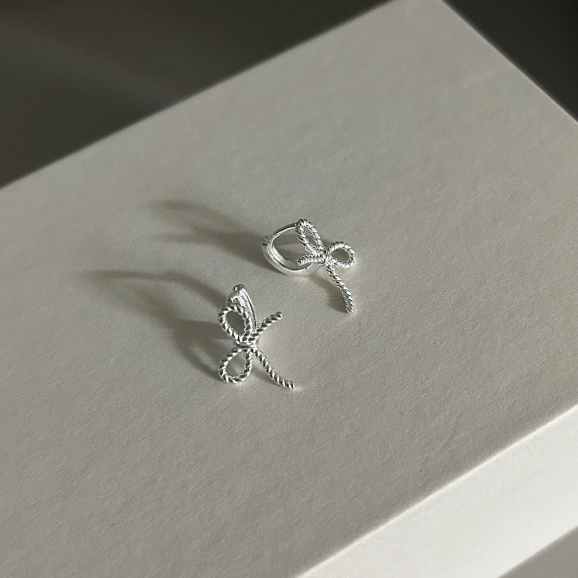 Minimalist Bow Knot Earrings in 925 Sterling Silver with Plated Finish for Women