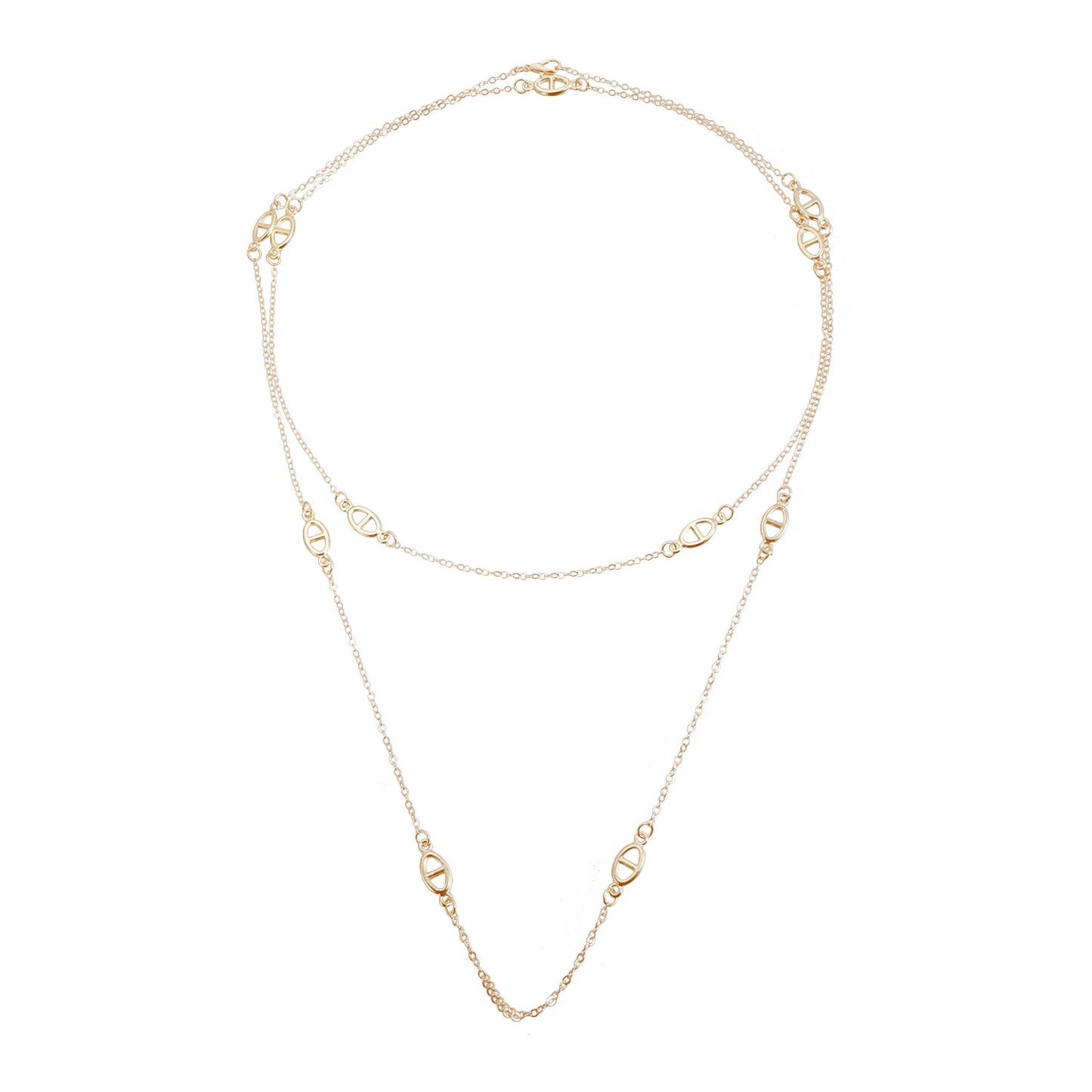 Minimalist Luxury Geometric Alloy Plated Double Layer Pig Nose Necklace for Women and Men