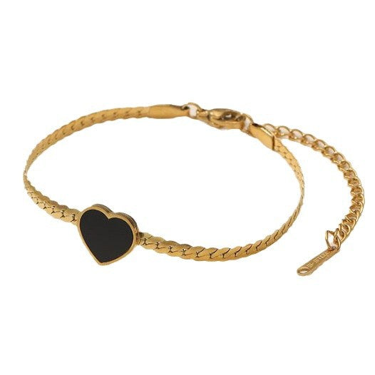 Minimalist Four-Leaf Clover Roman Style Titanium Steel Bracelet with Plated Finish, Floral Leaf Design, Unisex Fashion Accessory