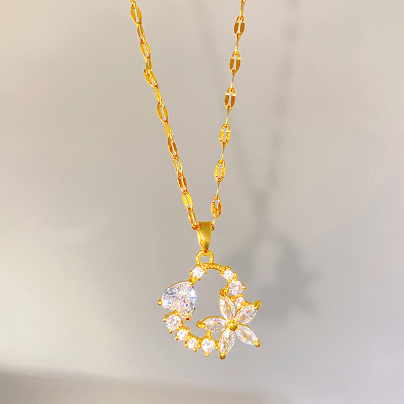 Sweet Sporty Heart Titanium Steel Plated Necklace with Brass Pendant for Unisex