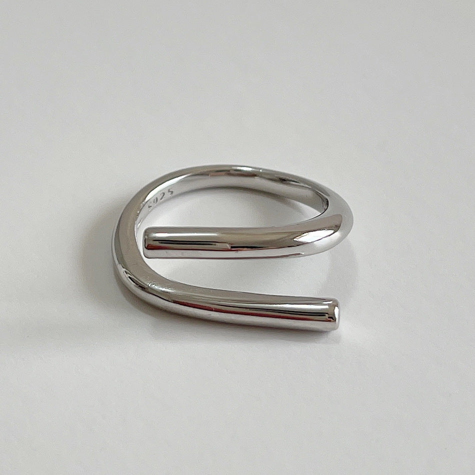 Minimalist 925 Sterling Silver Geometric Heart Ring for Women