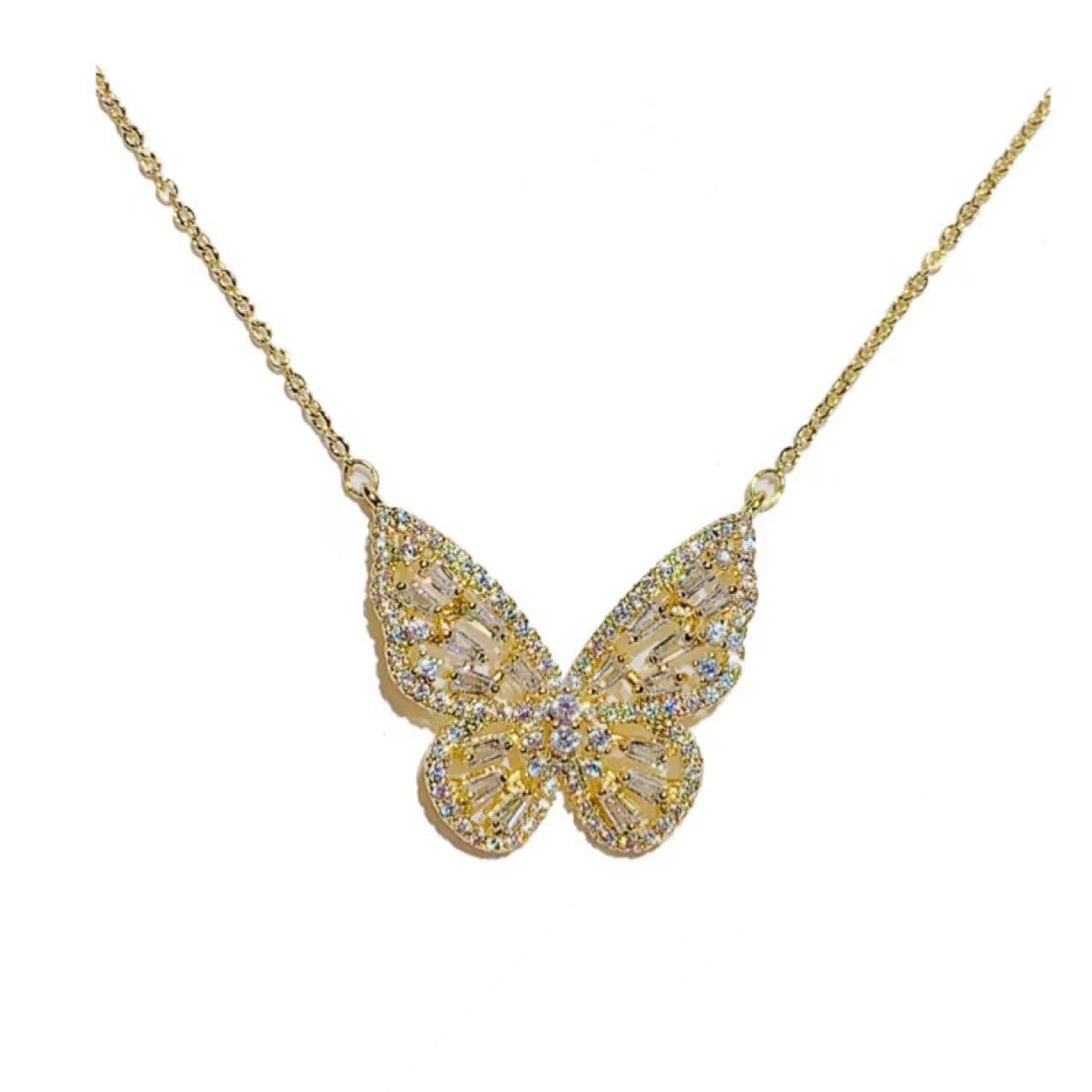 Collana con Ciondolo a Farfalla Minimalista da Donna in Acciaio al Titanio con Placcatura in Oro 18K su Catena a O