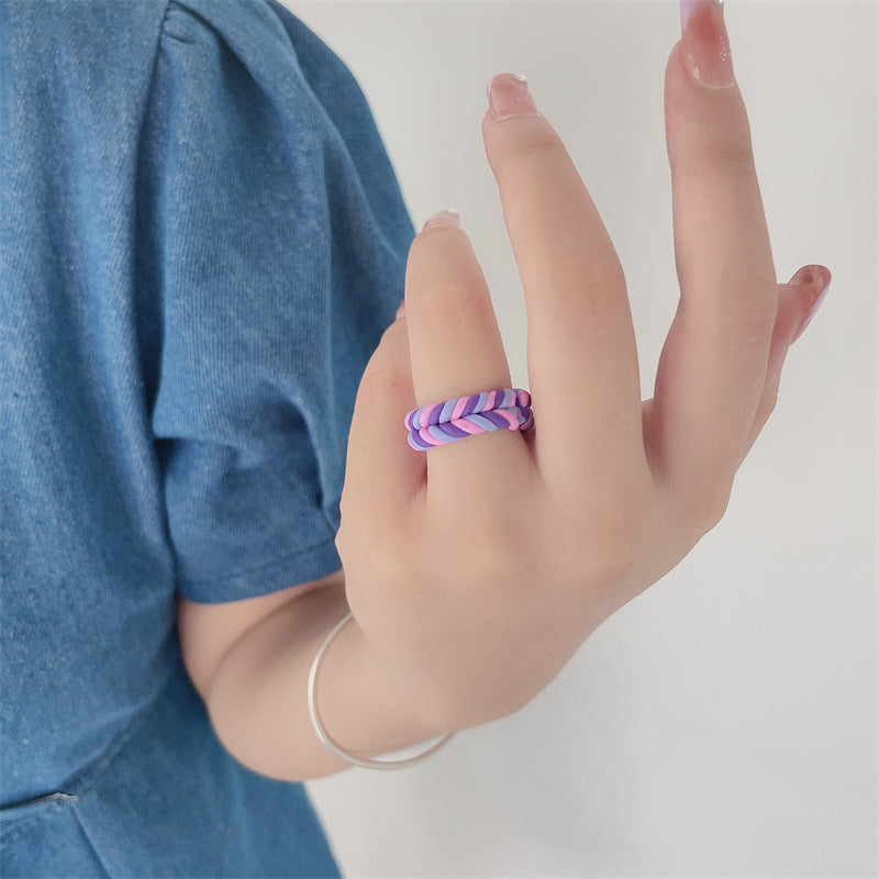 Vintage Geometric Heart Cartoon Resin Ring