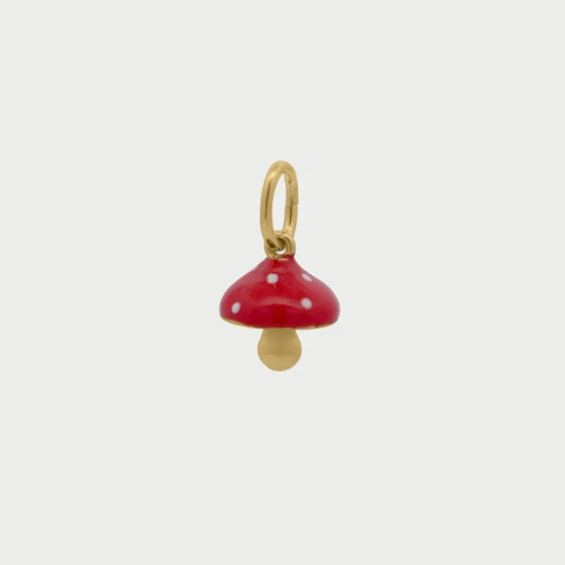 Vintage 18K Gold Plated Stainless Steel Geometric Animal Frog Mushroom Charm Bar for Women