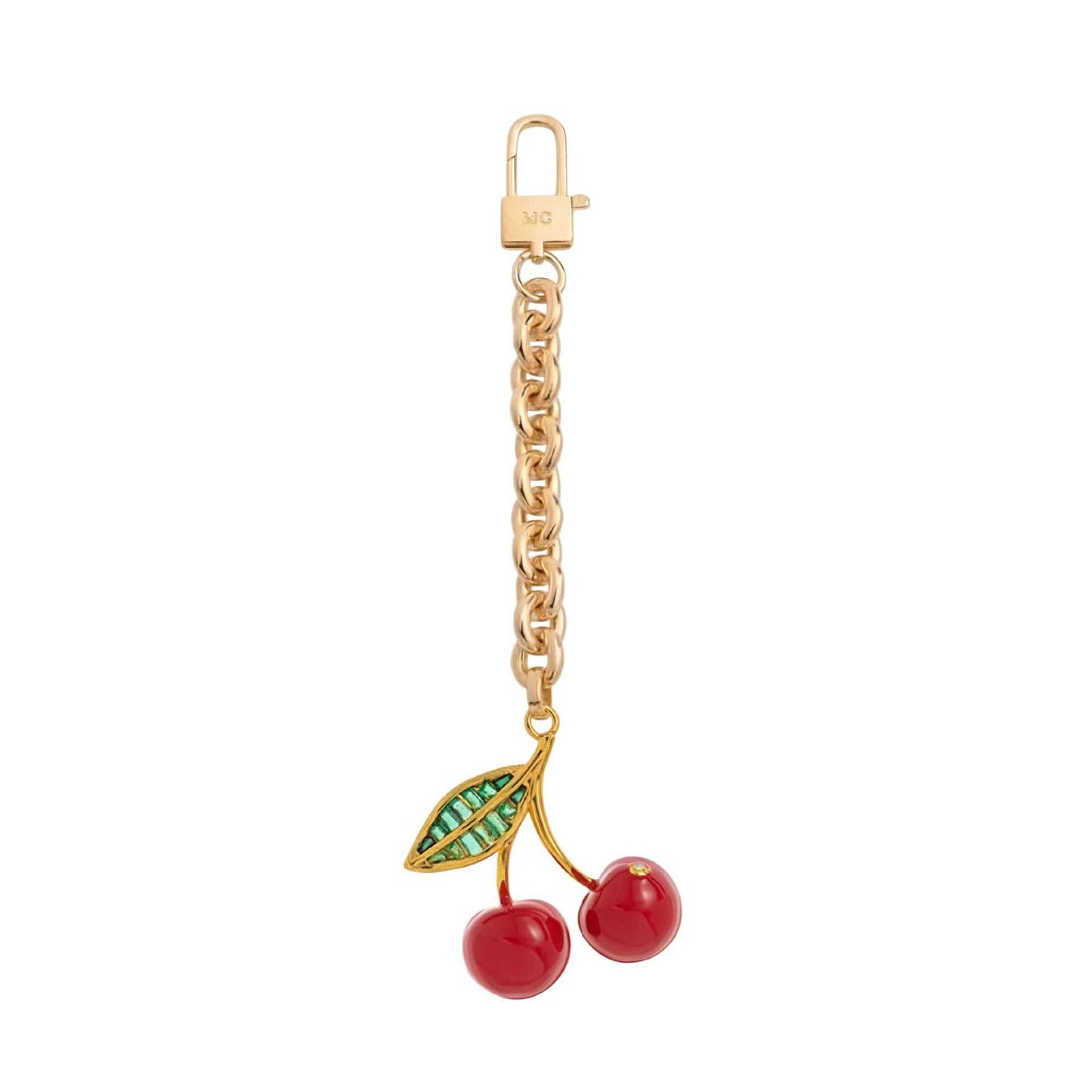Vintage Minimalist Sweet Plated Brass Bag Charm with Fruit Pattern