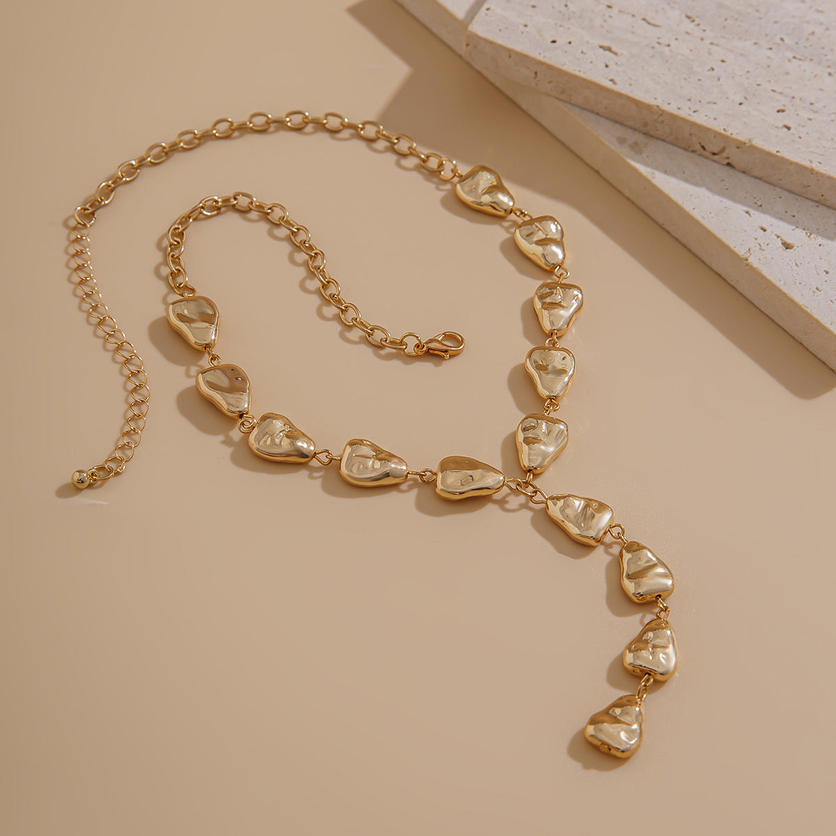 Minimalist Geometric Teardrop Alloy Plated Y-Shape Necklace for Women