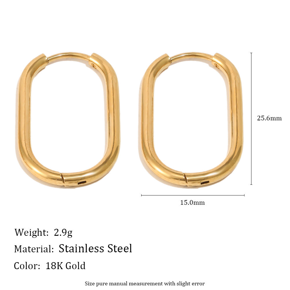Minimalist 18K Gold Plated Stainless Steel Geometric U-Shaped Hoop Earrings for Women