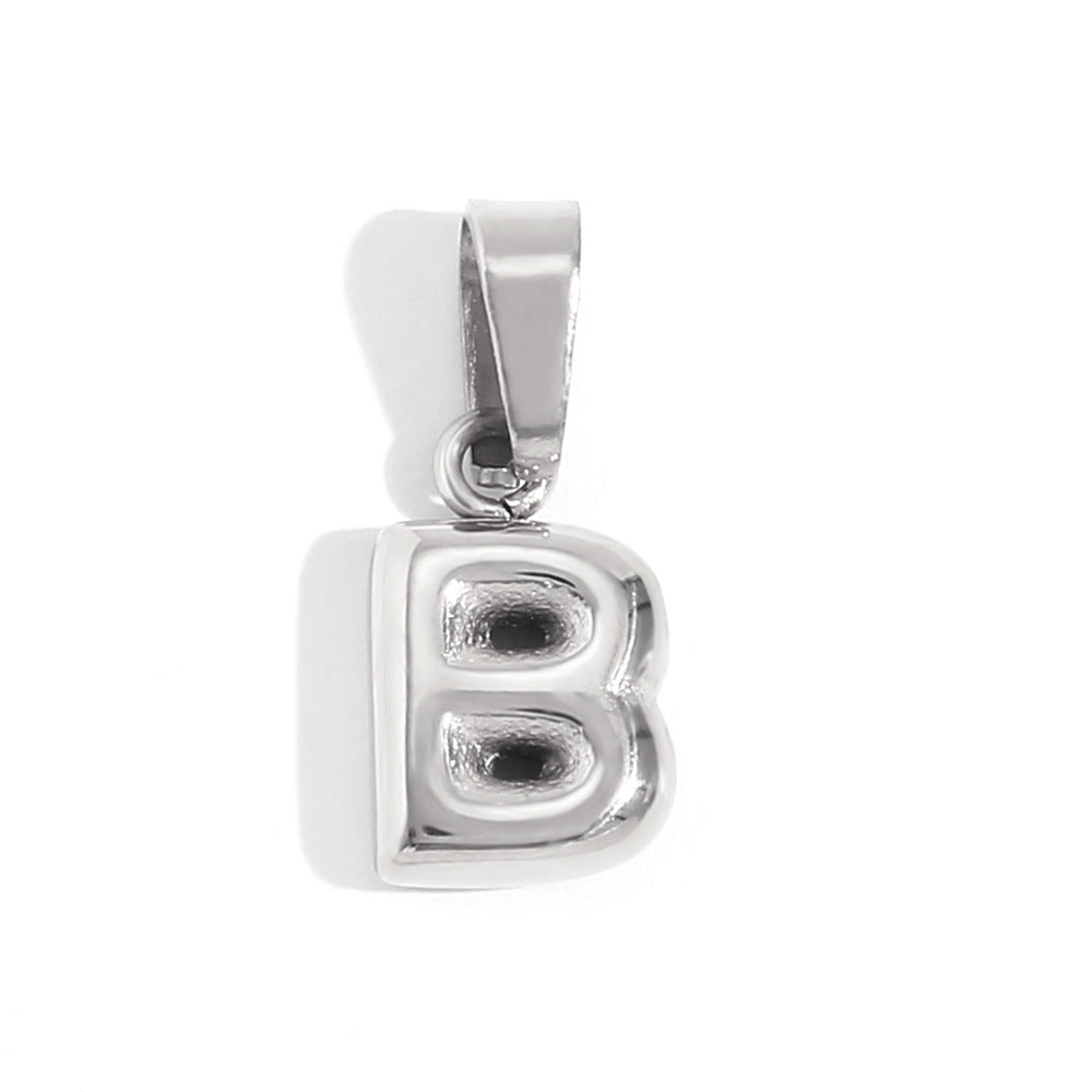 Ciondolo con mini lettera a bolla placcato oro 18 carati in acciaio inossidabile, moda minimalista