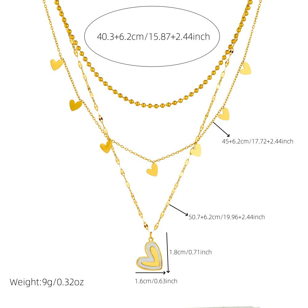 Elegant Gold Plated Stainless Steel Heart and Teardrop Pendant Necklace for Women