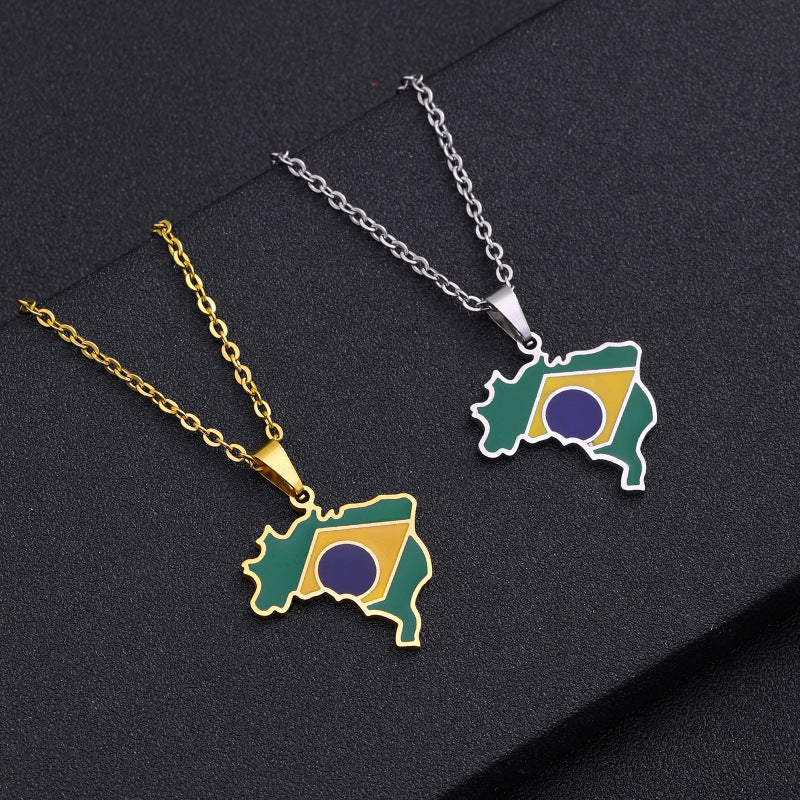 Collana con Ciondolo Geometrico Minimalista in Acciaio Inossidabile con Finitura Smaltata, Unisex
