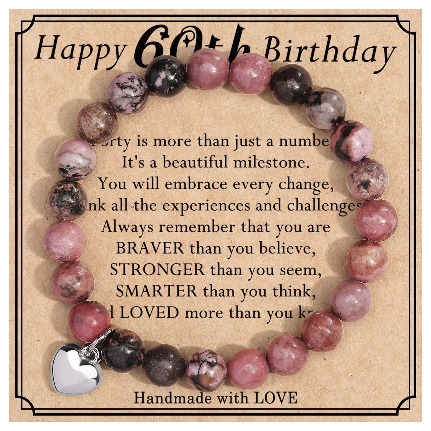 Geometric Heart Agate Beaded Bracelet for Women