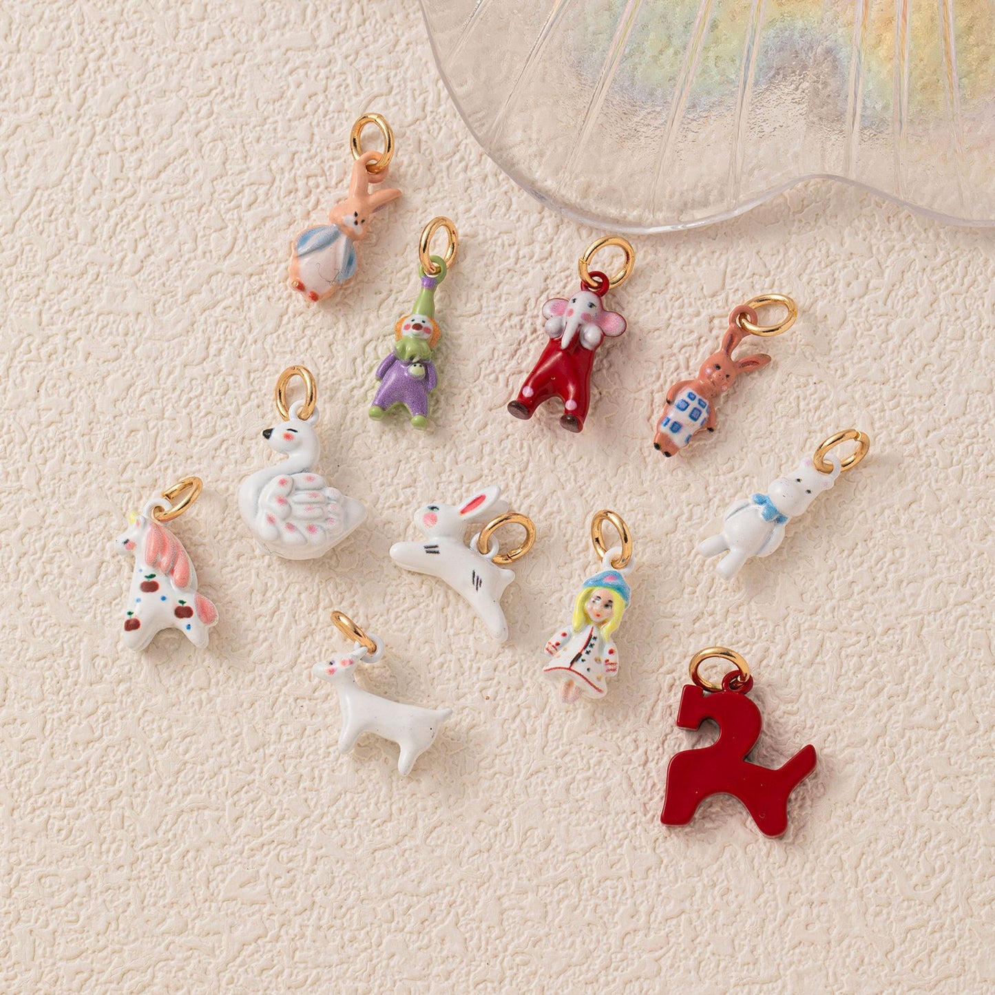 Dopamine Stainless Steel Plated Drip Oil Animal Pendant Necklace Squirrel Rabbit Horse Sheep Swan