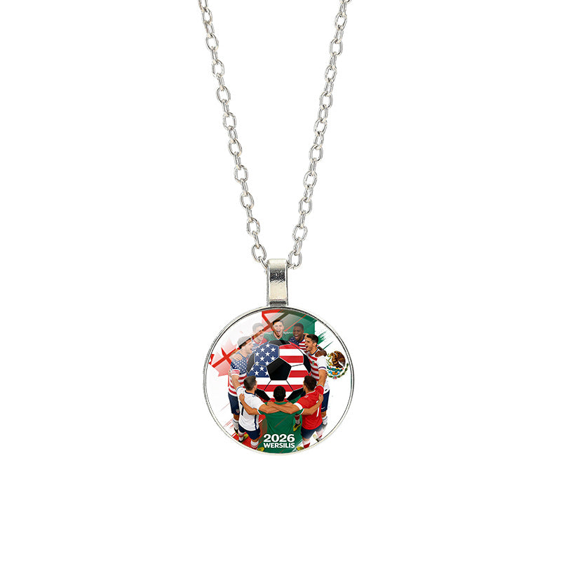 Collana sportiva casual in lega placcata argento con pendente in cristallo unisex