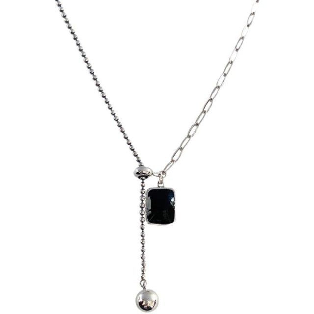 Collana a catenina in acciaio al titanio geometrica minimalista da donna con finitura placcata