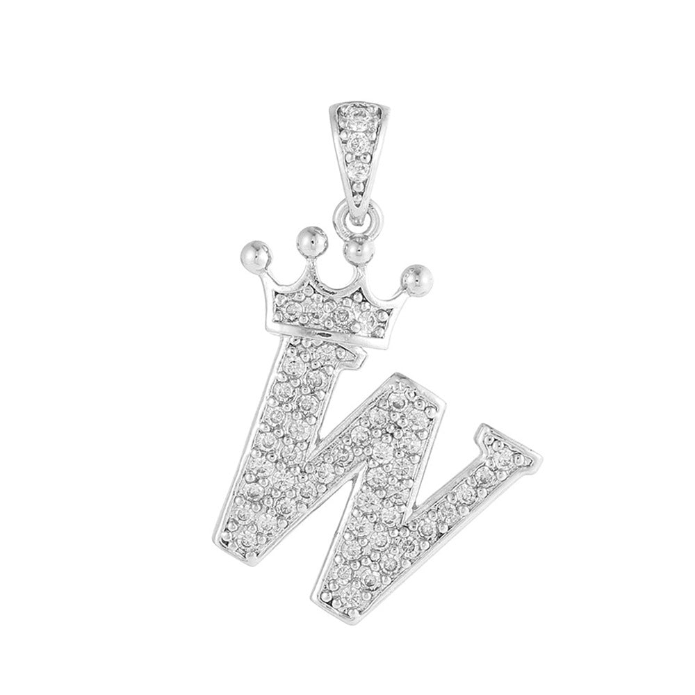 Silver Plated Brass Cubic Zirconia Inlaid Letter Charm Bar for DIY Necklace Bracelet