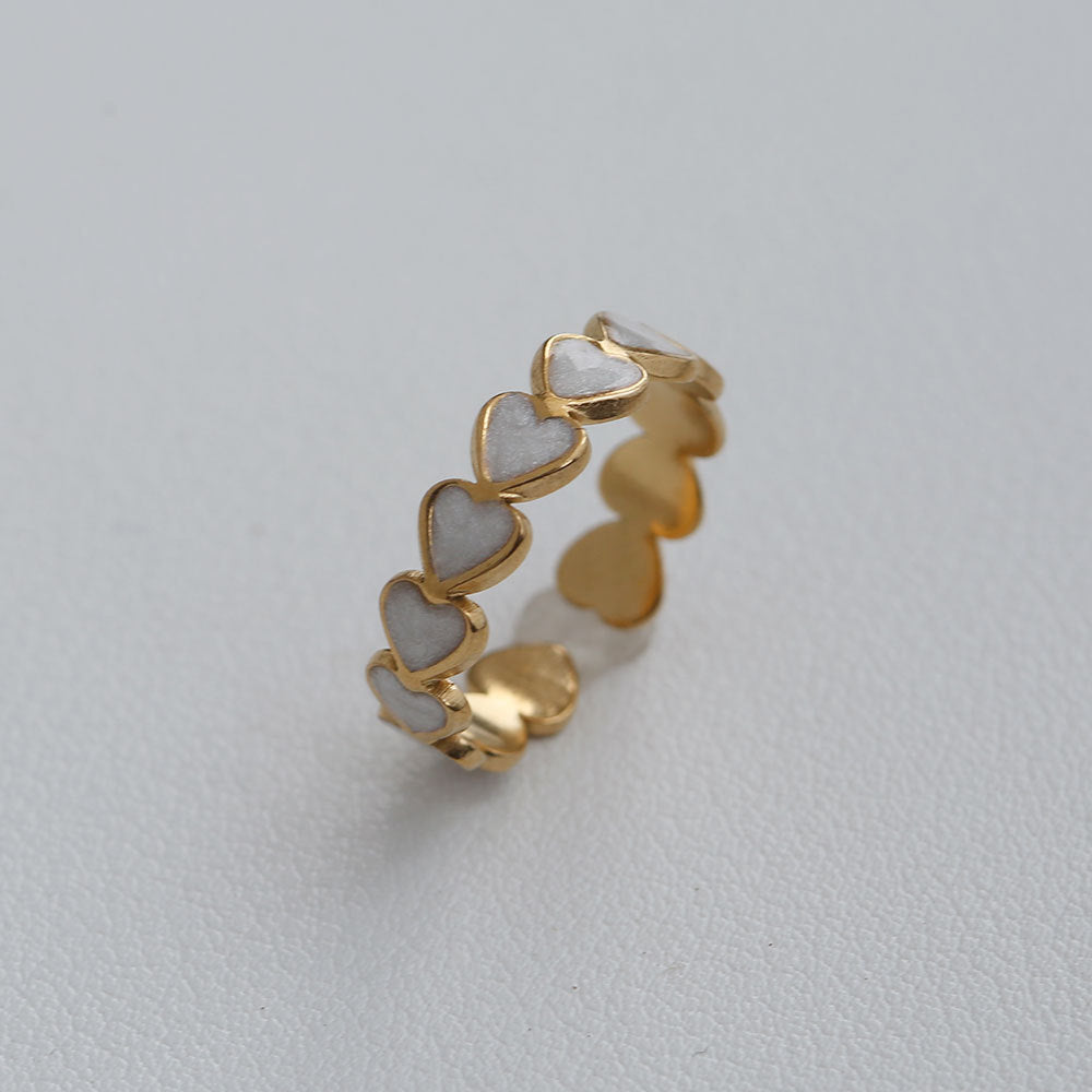 Anillo Minimalista de Acero de Titanio con Forma de Girasol, Bañado en Oro, Ajustable, para Mujer